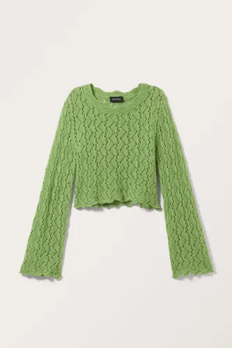 Long sleeve lace knit sweater - Green