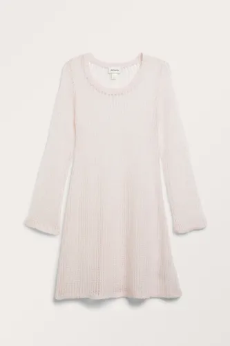 Long sleeved loose knit mini dress - Pink