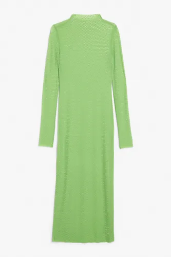 Long sleeved mesh maxi dress - Green
