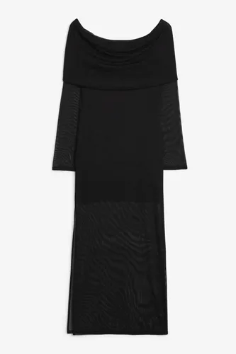Long sleeved off shoulder maxi dress - Black