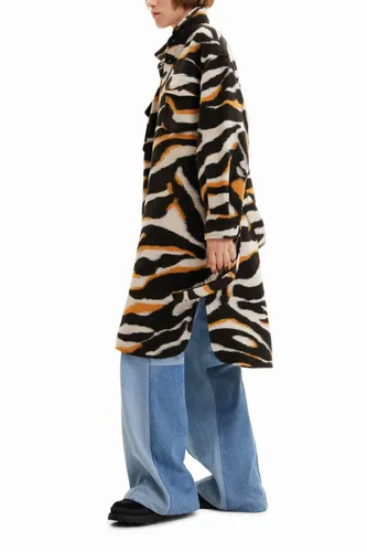 Long zebra overshirt coat - BLACK - S