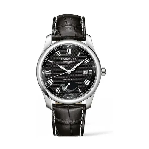 Longines , Automatic Black Dial Leather Strap Watch ,Black female, Sizes: ONE SIZE