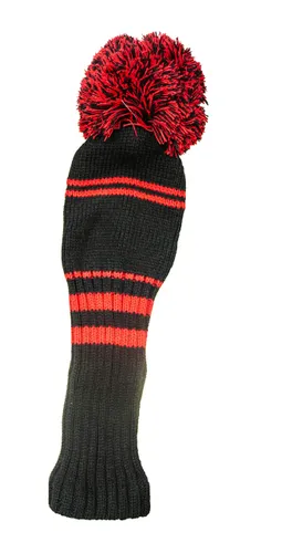 Longridge Pom Pom Driver Golf Head Cover - Black/Red