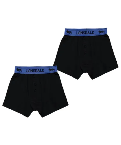 Lonsdale Boys Kids 2 Pack Boxers - Multicolour Cotton