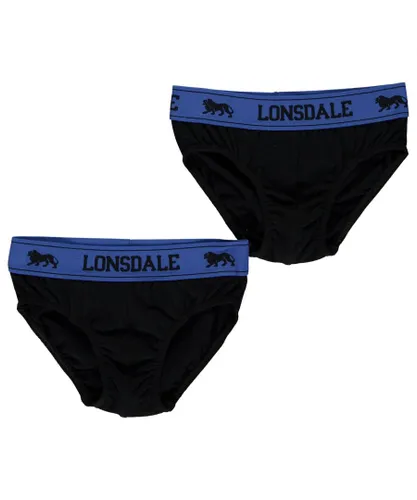 Lonsdale Kids Boys 2 Pack Briefs - Black/Blue Cotton