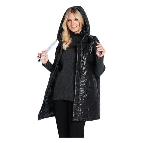 Look made with love , Quilted Vest with Hood Inga Look 944 ,Black female, Sizes: