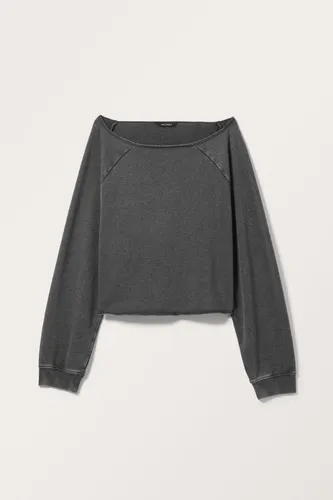 Loose Boatneck Long Sleeve Sweater - Grey