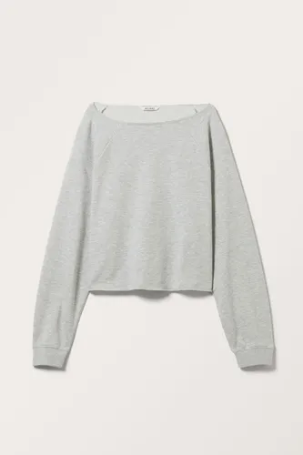 Loose Boatneck Long Sleeve Sweater - Grey