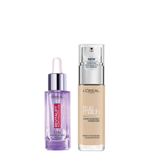 L’Oreal Paris Hyaluronic Acid Filler Serum and True Match Hyaluronic Acid Foundation Duo (Various Shades) - 1N Ivory