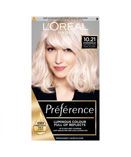 L'Oreal Paris Unisex Preference Permanent Hair Colour, 10.21 VeryLight Pearl Blonde - One Size