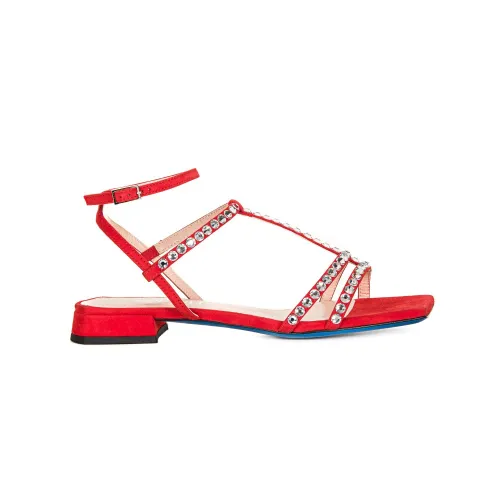 Loriblu , Stylish Suede Sandals ,Red female, Sizes: