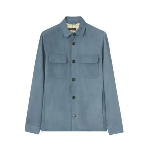Loro Piana , Ultra-Soft Casual Shirt Jacket ,Blue male, Sizes: