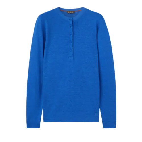 Loro Piana , Women`s Linen Jersey Knit Pullover ,Blue female, Sizes: