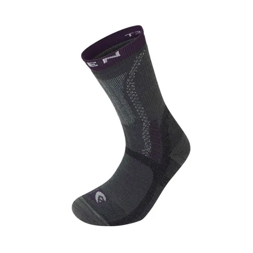 Lorpen Womens T3 Heavy Trekker Socks: Charcoal/Purple: M