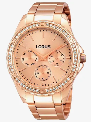 Lorus Ladies Rose Gold Plated Crystal Set Bracelet Watch RP650BX9