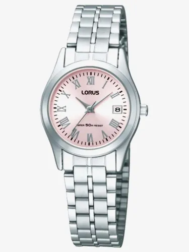 Lorus Ladies Stainless Steel Pink Sunray Dial Bracelet Watch RH731BX9