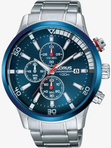 Lorus Mens Chronograph Blue Dial Bracelet Watch RM359CX9