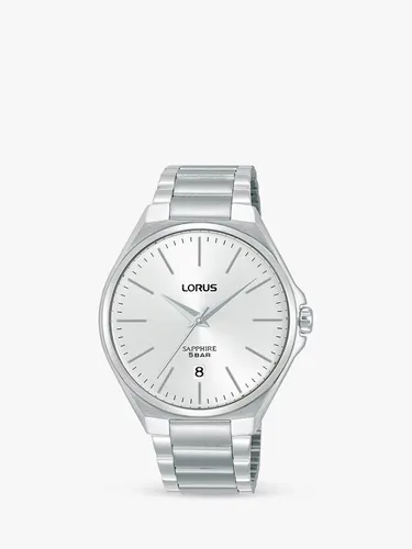 Lorus Men's Sapphire Date Bracelet Strap Watch - Silver - Male