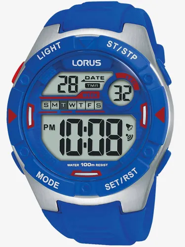 Lorus Sports Blue Digital Rubber Strap Watch R2301NX9