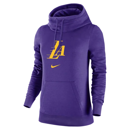 Los Angeles Lakers Club Fleece 2023/24 City Edition Women's Nike NBA Funnel-Neck Hoodie - Purple - Cotton