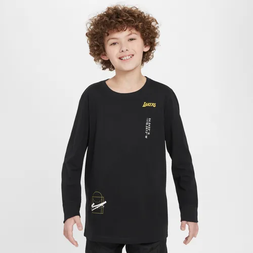 Los Angeles Lakers Courtside Max90 Older Kids' (Boys') Nike NBA Long-Sleeve T-Shirt - Black - Cotton