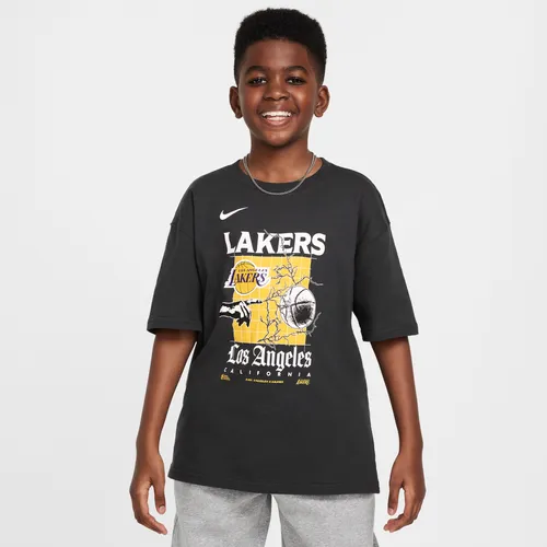 Los Angeles Lakers Courtside Older Kids' (Boys') Nike NBA Max90 T-Shirt - Black - Cotton