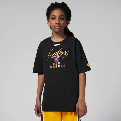 Los Angeles Lakers Courtside Statement Edition Older Kids' (Boys') Jordan NBA Max90 T-Shirt - Black - Cotton