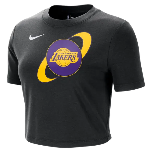 Los Angeles Lakers Courtside Women's Nike NBA Cropped Slim T-Shirt - Black - Polyester