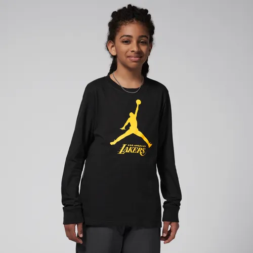 Los Angeles Lakers Essential Older Kids' (Boys') Jordan NBA Long-Sleeve T-Shirt - Black - Cotton