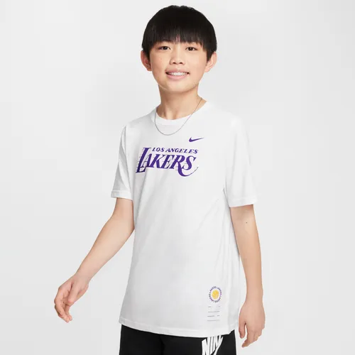 Los Angeles Lakers Essential Older Kids' (Boys') Nike NBA T-Shirt - White - Cotton