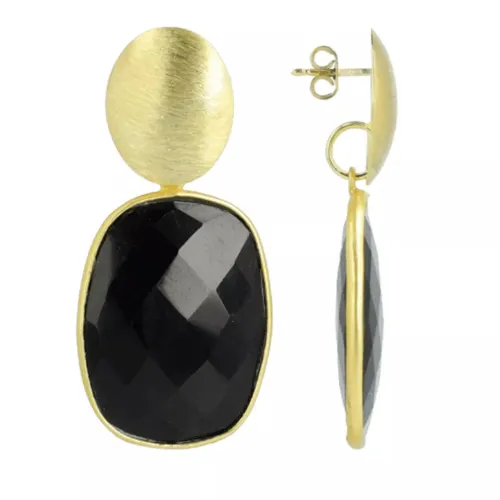 LOTT.gioielli Earrings - CE QU Pendant Square Facet - black - Earrings for ladies