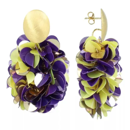 LOTT.gioielli Earrings - CE SQ Sequin Oval M - multi - Earrings for ladies