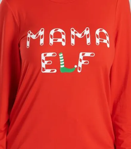 Loungeable Red Trouser Pyjama Set with Mama Elf Logo New Look