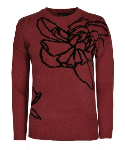 Love Knitwear Womens Floral Art Crew Neck Jumper - Red