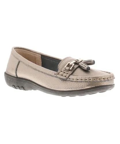 Love Leather Womens Shoes Flat EE Fitting Cruise Slip On gunmetal - Grey Leather (archived)