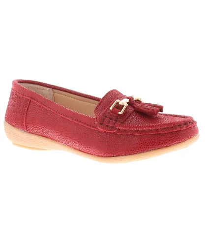 Love Leather Womens Shoes Flat Tahiti Slip On red Leather (archived)