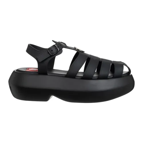 Love Moschino , Adjustable Strap Chunky Sandals ,Black female, Sizes: