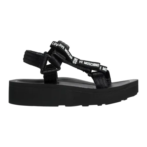 Love Moschino , Adjustable Strap Sandals ,Black female, Sizes: