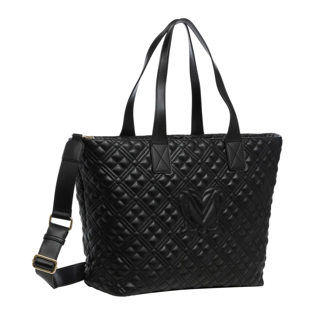 Love Moschino , Adjustable Tote Bag with Detachable Strap ,Black female, Sizes: ONE SIZE