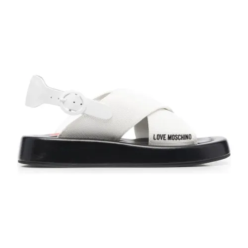 Love Moschino , Beige Casual Flat Sandals ,Beige female, Sizes: