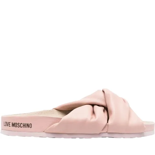 Love Moschino , Beige Casual Flat Sandals ,Beige female, Sizes: