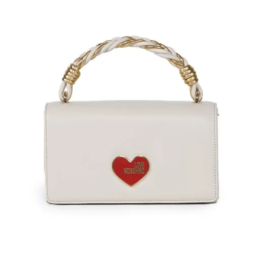 Love Moschino , Beige Eco-Leather Shoulder Bag with Metal Logo ,White female, Sizes: ONE SIZE