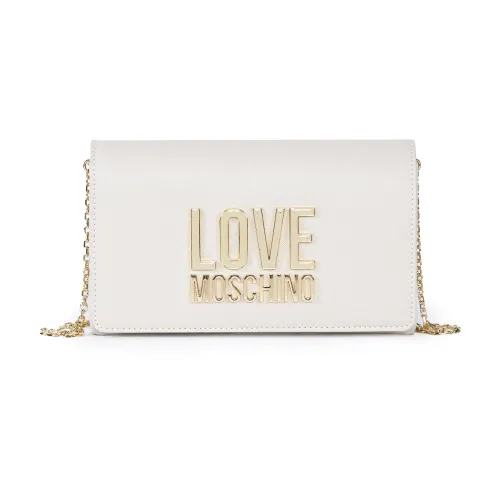 Love Moschino , Beige Shoulder Bag with Metal Logo ,Beige female, Sizes: ONE SIZE