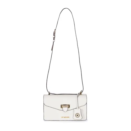 Love Moschino , Beige Shoulder Bag with Metal Logo ,White female, Sizes: ONE SIZE