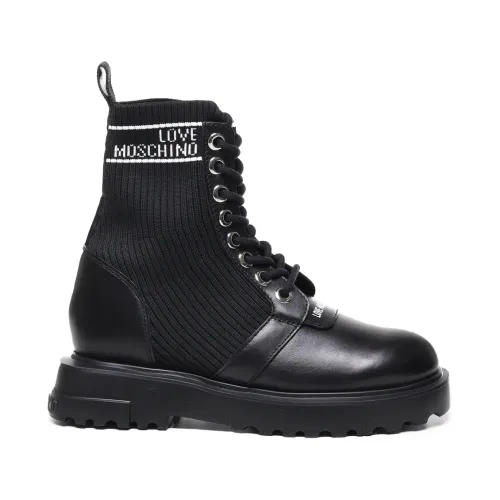 Love Moschino , Black Boots with Cotton Blend ,Black female, Sizes: