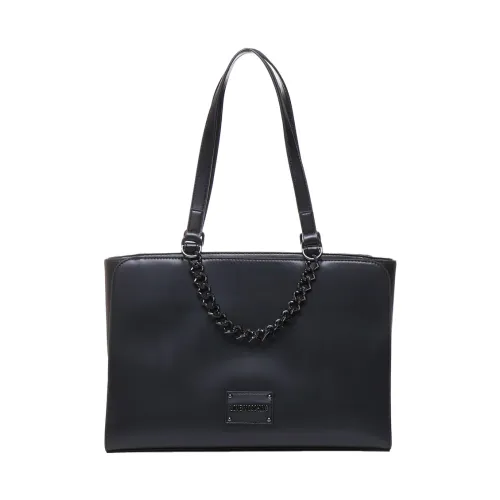 Love Moschino , Black Chain-Decorated Bag with Zipper Closure ,Black female, Sizes: ONE SIZE