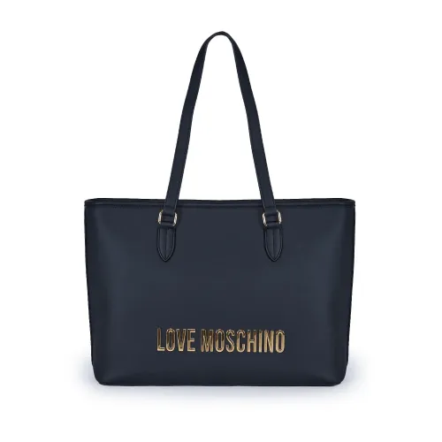 Love Moschino , Black Eco-leather Shopping Bag ,Black female, Sizes: ONE SIZE