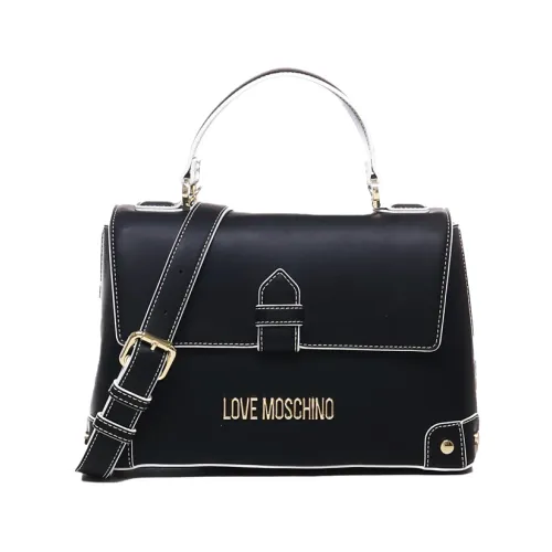 Love Moschino , Black Shoulder Bag with Flap Closure ,Black female, Sizes: ONE SIZE