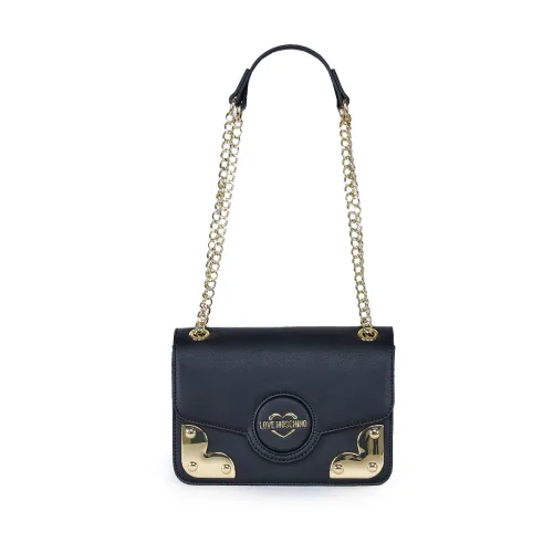 Love Moschino , Black Shoulder Bag with Metal Applications ,Black female, Sizes: ONE SIZE