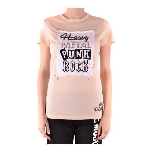 Love Moschino , Casual Short Sleeve T-Shirt ,Pink female, Sizes: